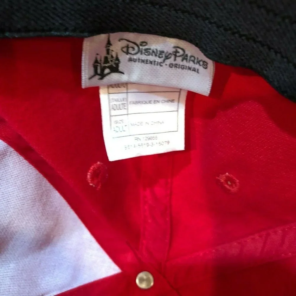 Disney Parks Adult Red Black Mickey Mouse Hat Electric Guitar Headphone Cap Hat